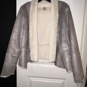 Cache Taupe Jacket with Cream Shearling Lining